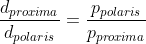 \frac{d_{proxima}}{d_{polaris}}=\frac{p_{polaris}}{p_{proxima}}